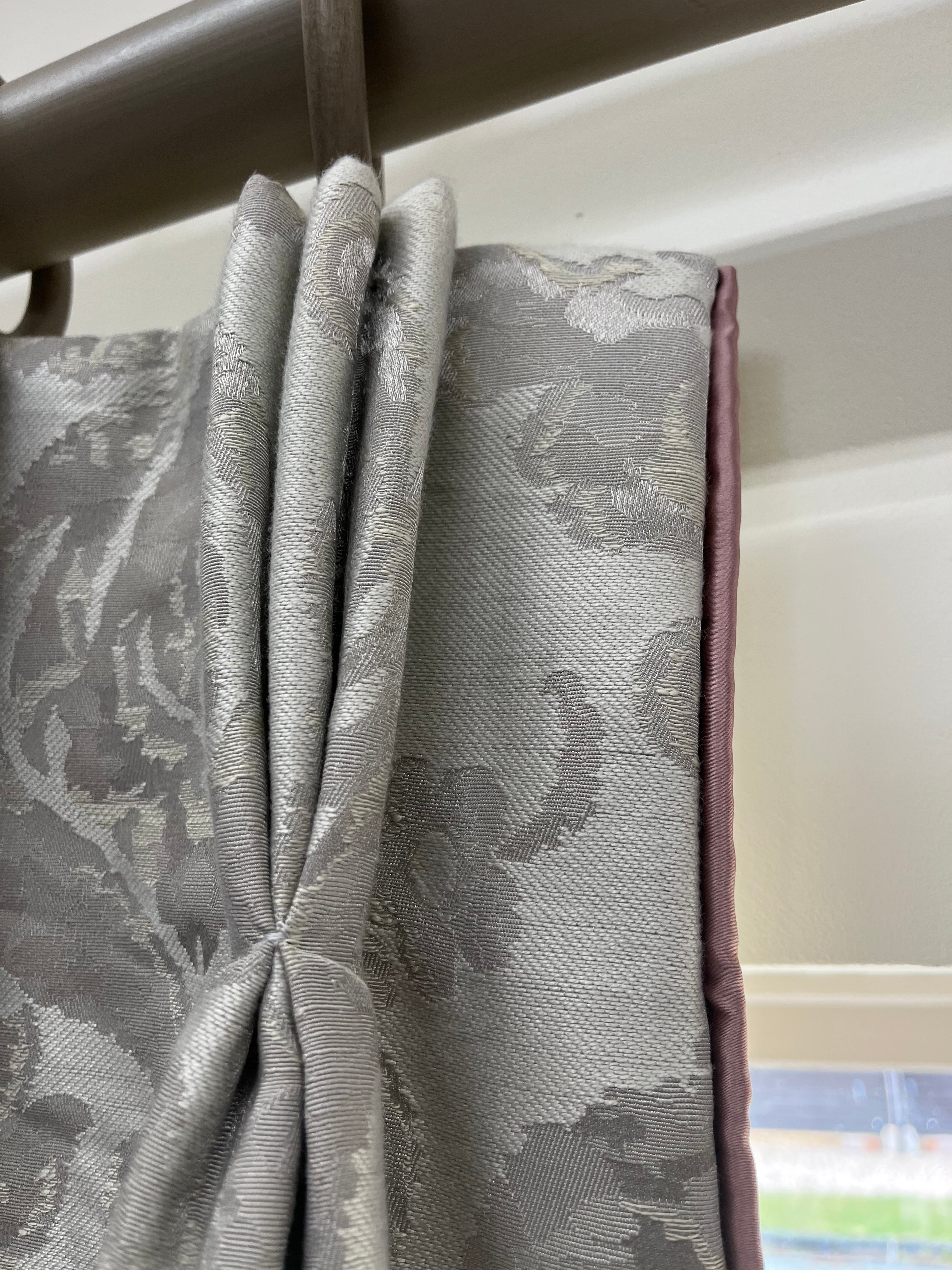 Ex-Display Triple Pinch Pleat  Curtains in Zoffany Brocatello Nuovo Silver.