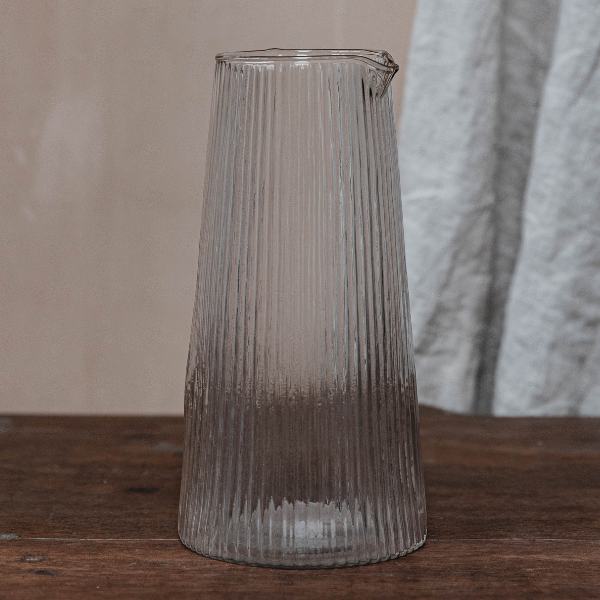 Ribbed tapered Glass Jug