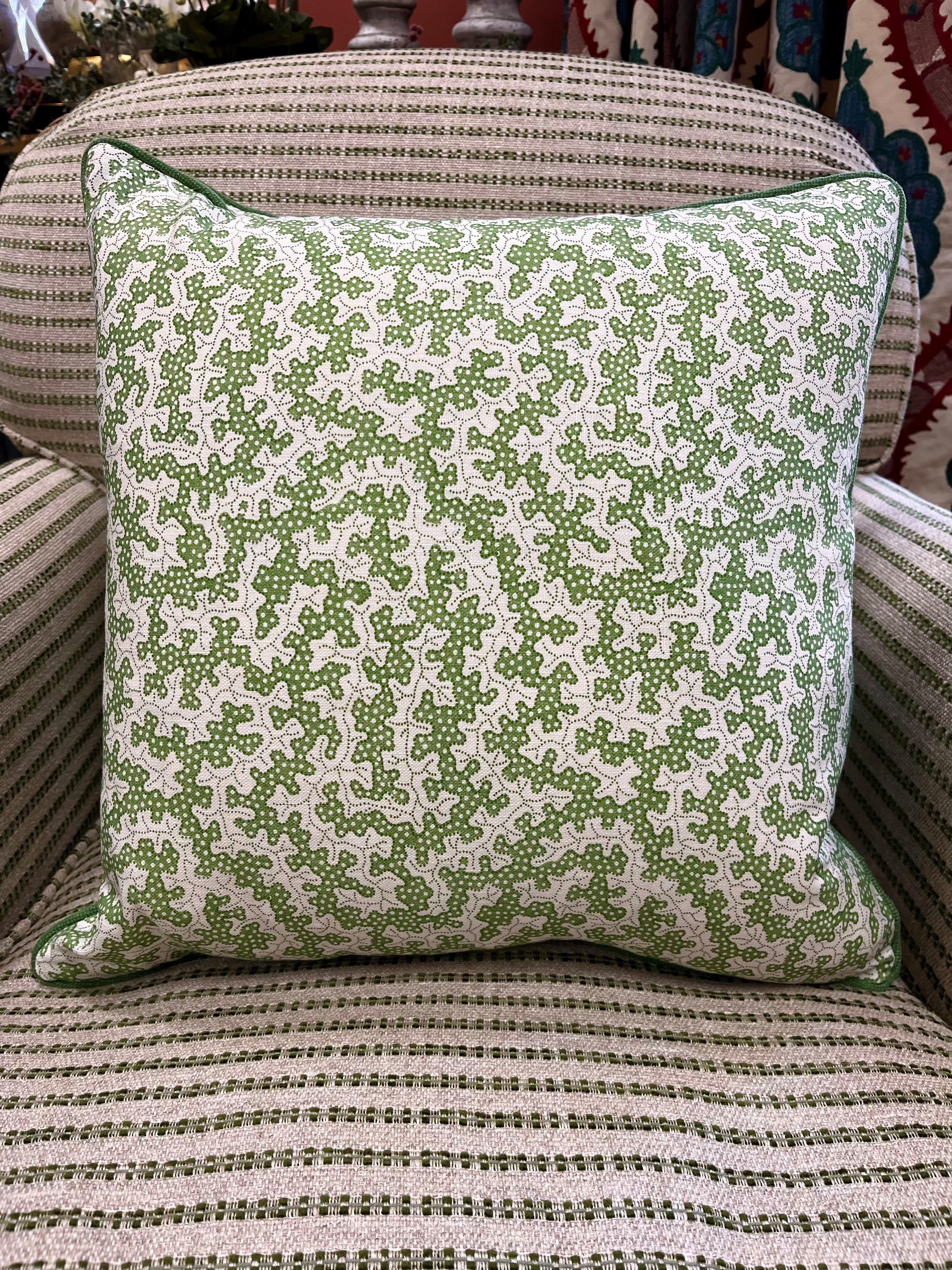 Cushion in Sanderson Truffle Sap Green