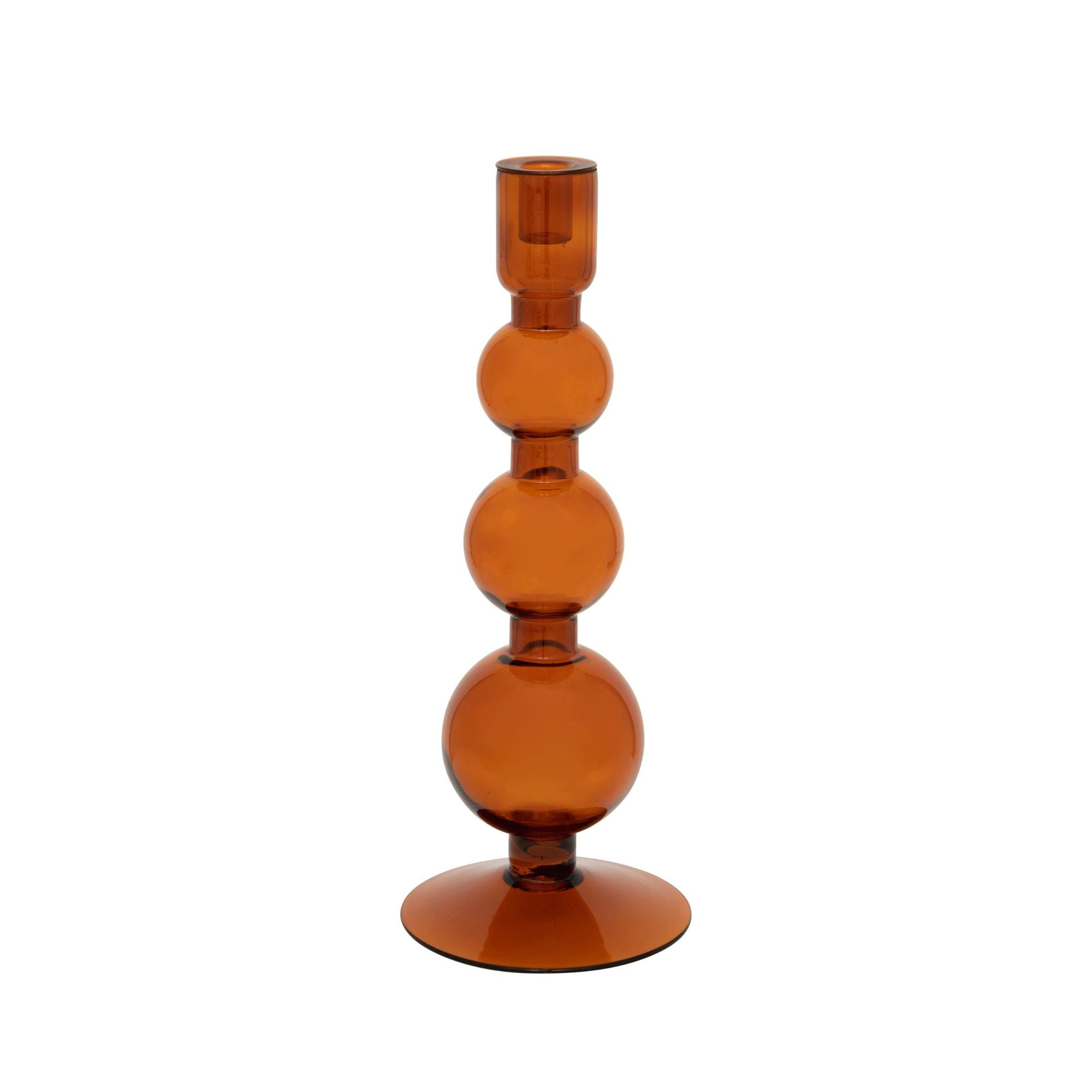 Tall Glass Bubble Candle Holder - Apricot