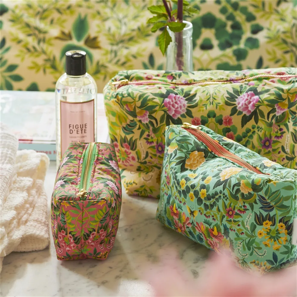 Ikebana Damask Aqua Washbag - medium