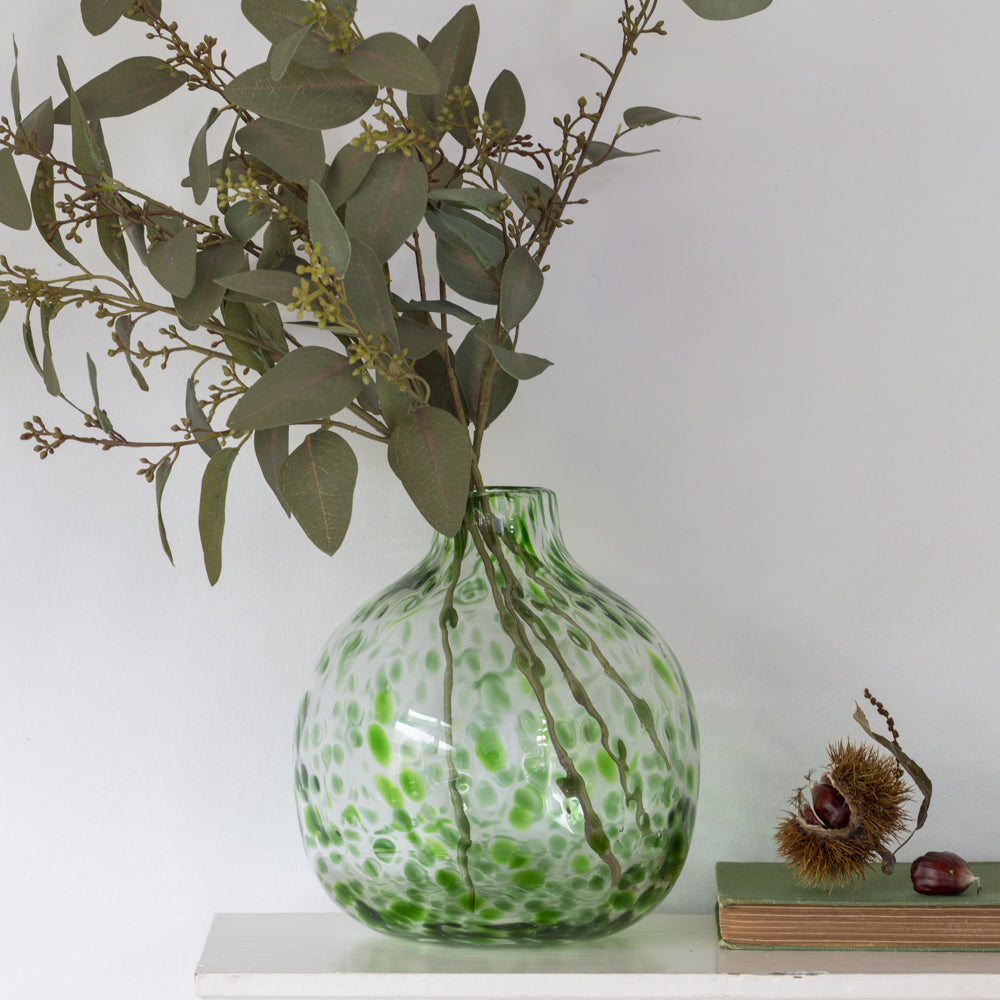 Glass Vase Leopard Green
