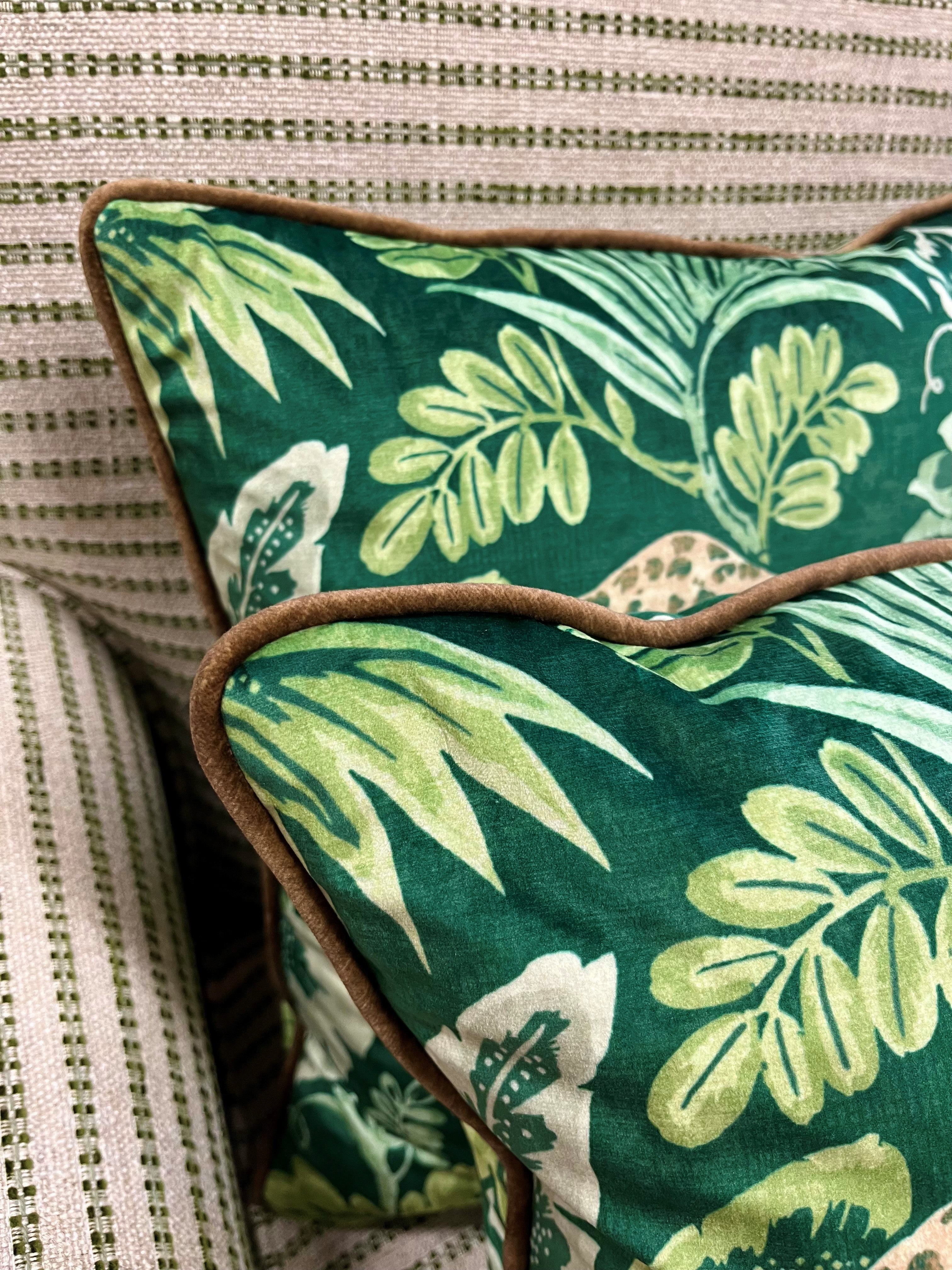 Cushion in PT Green Leopard fabric