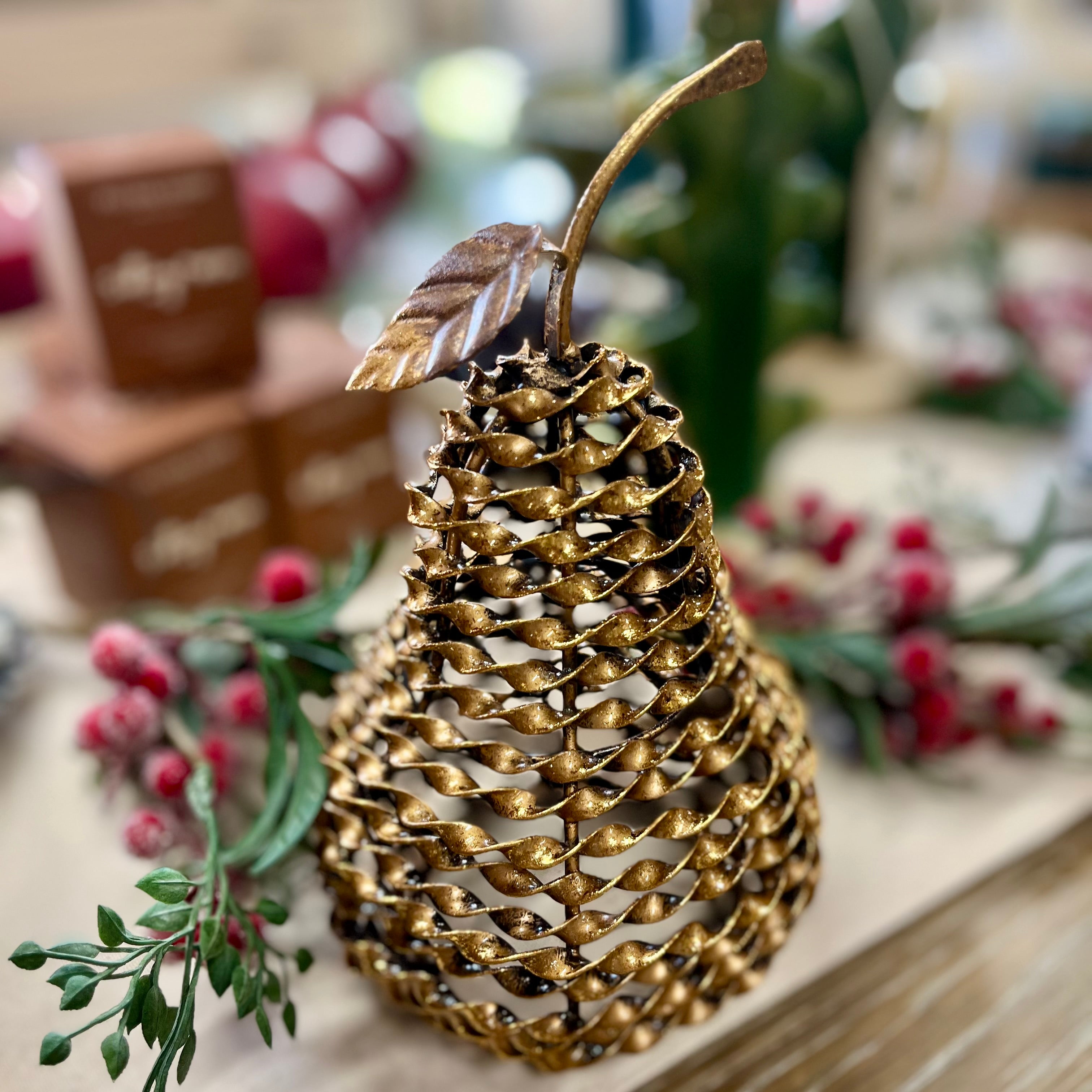 Metal Twist Pear Decoration