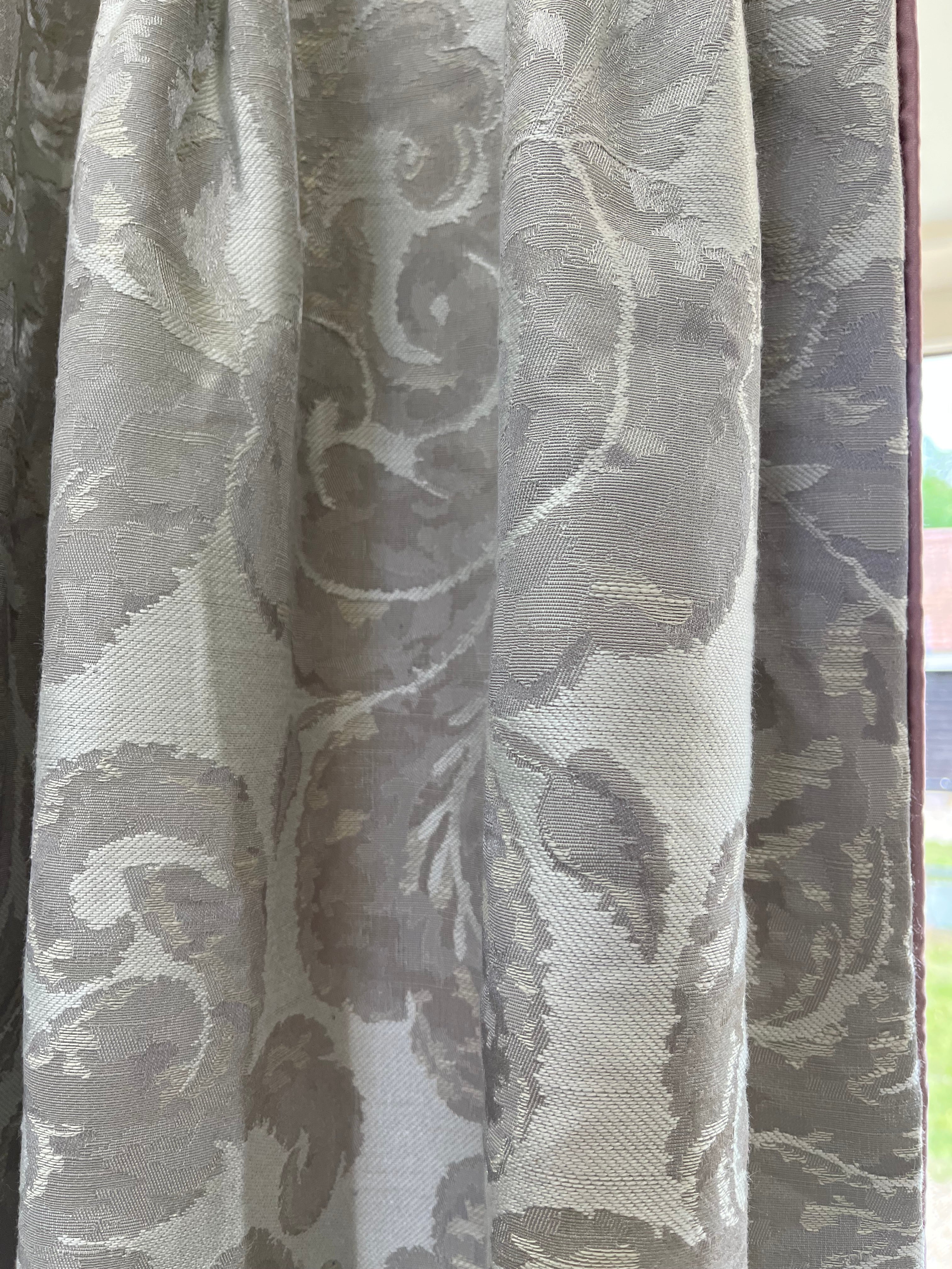 Ex-Display Triple Pinch Pleat  Curtains in Zoffany Brocatello Nuovo Silver.