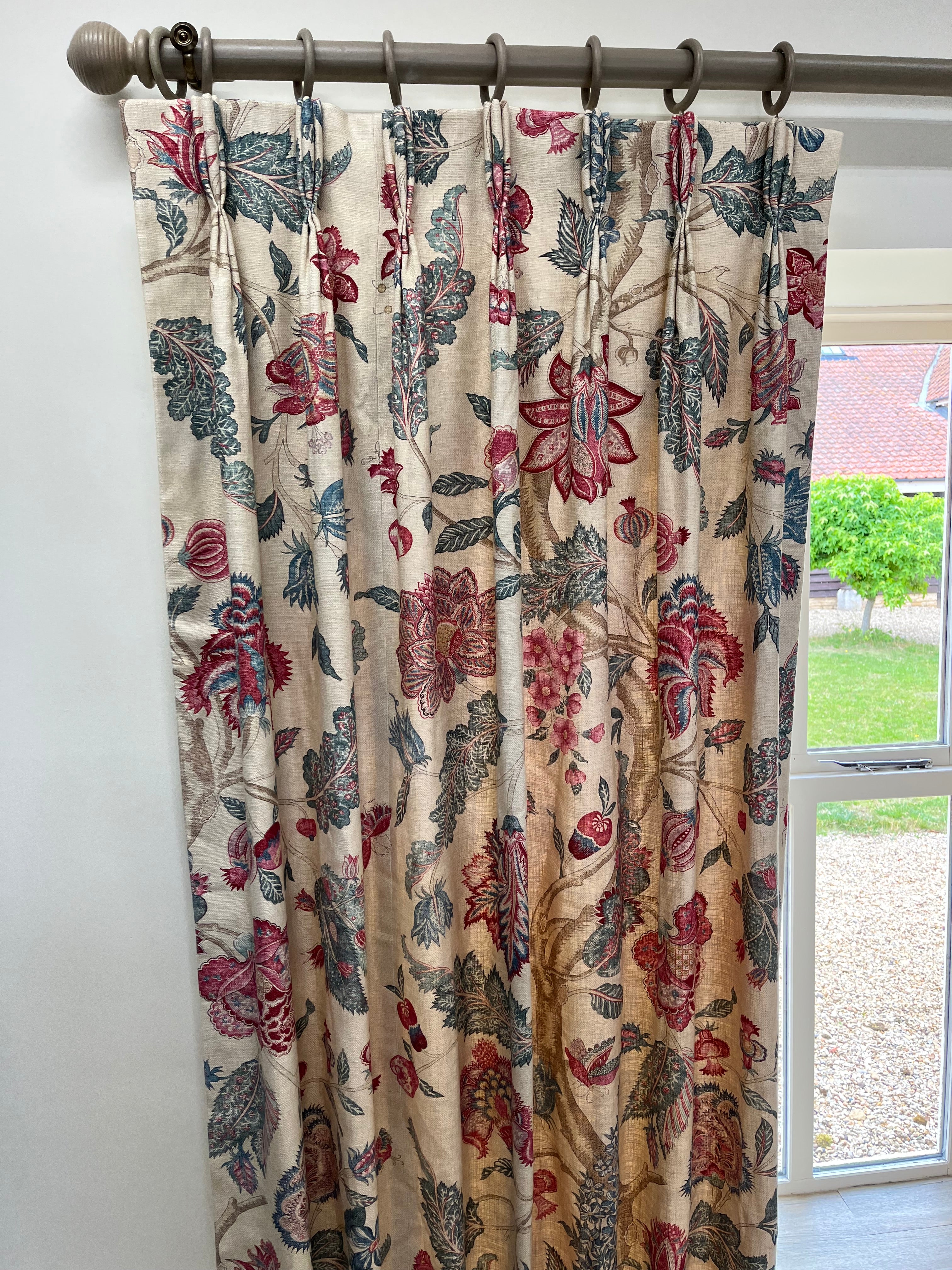 Ex-Display triple Pinch Pleat Curtains in Zoffany Kalamkari