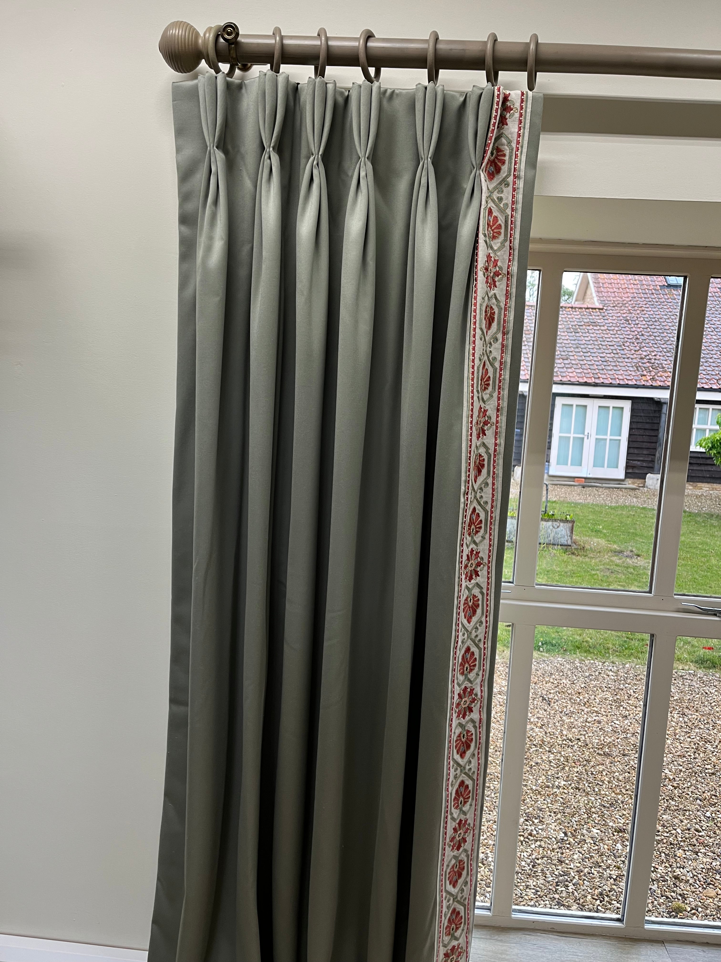 Ex -Display Triple Pinch Please Curtains in a Zoffany fabric with a braid leading edge