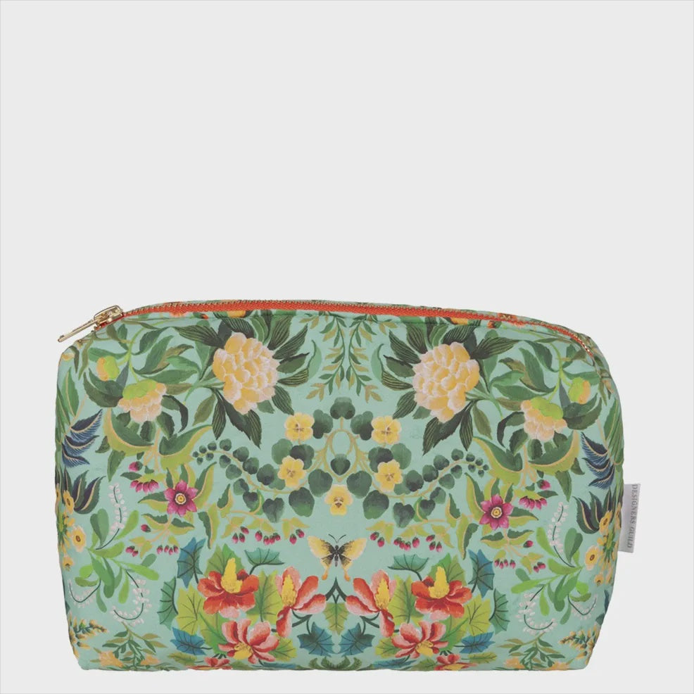 Ikebana Damask Aqua Washbag - medium