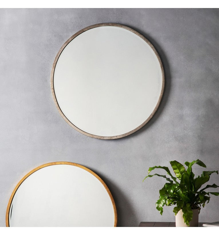 Round Mirror Antique Silver