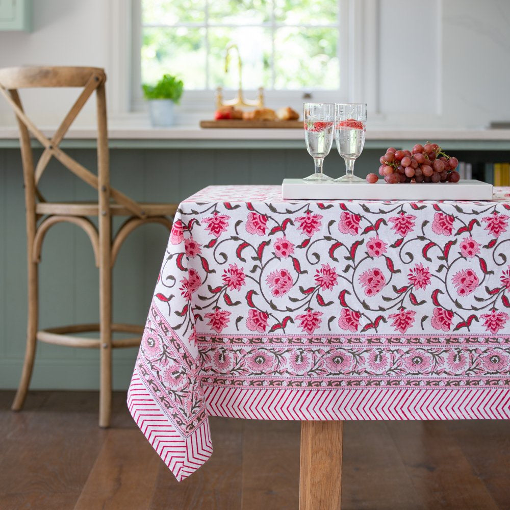 Pink/Berry Hand Block Tablecloth