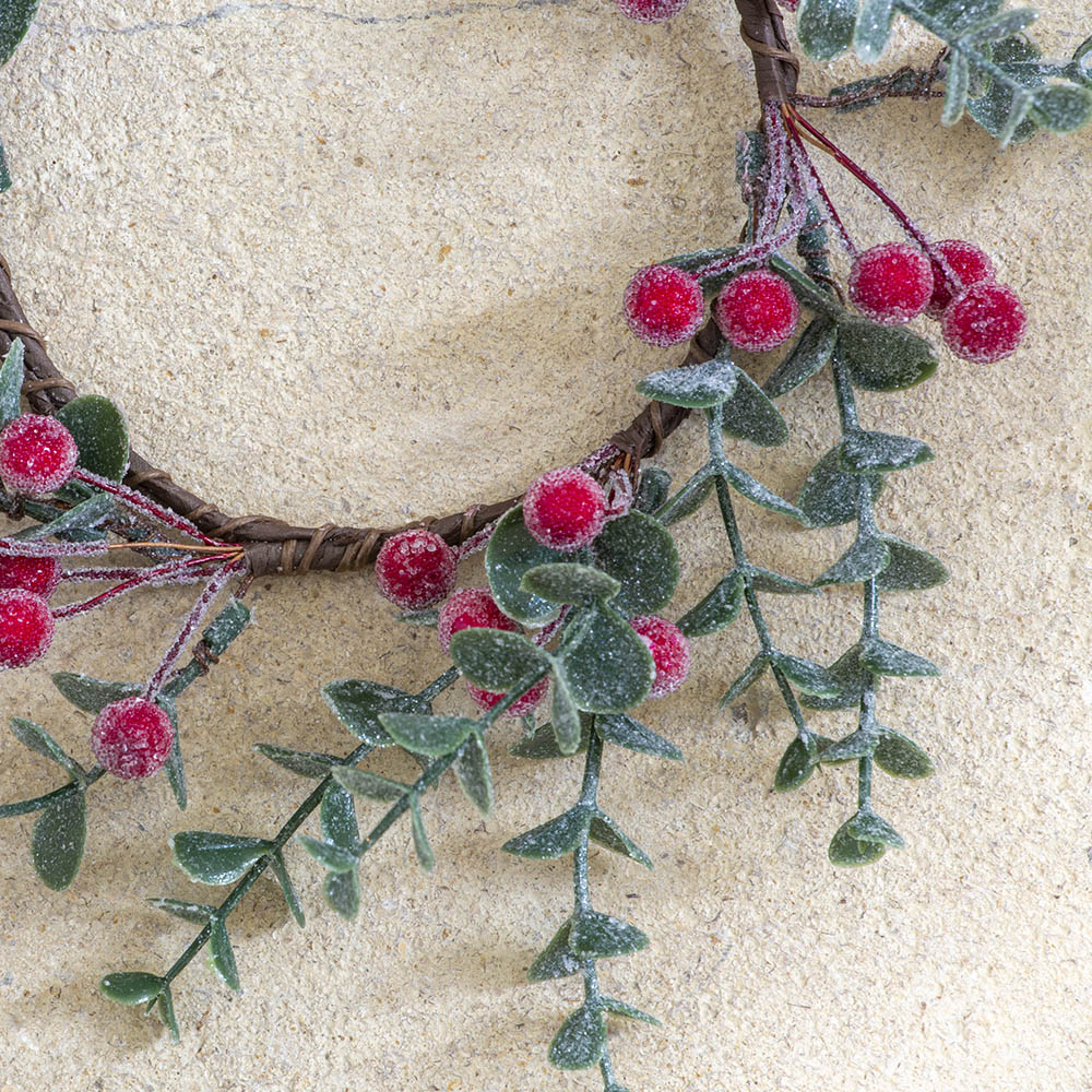 Frosted Winter Red berry Candle Ring