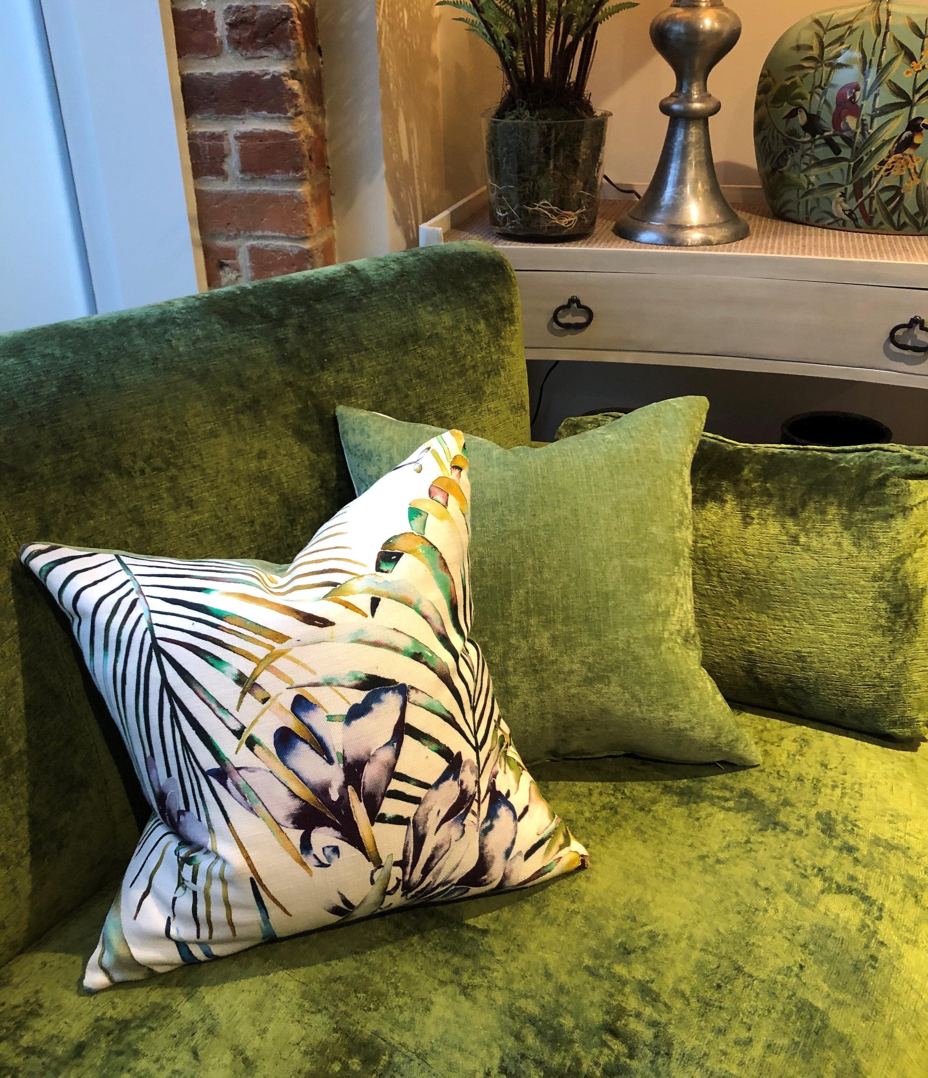 Harlequin Printed Green Cushion - Hunters Interiors of Stamford