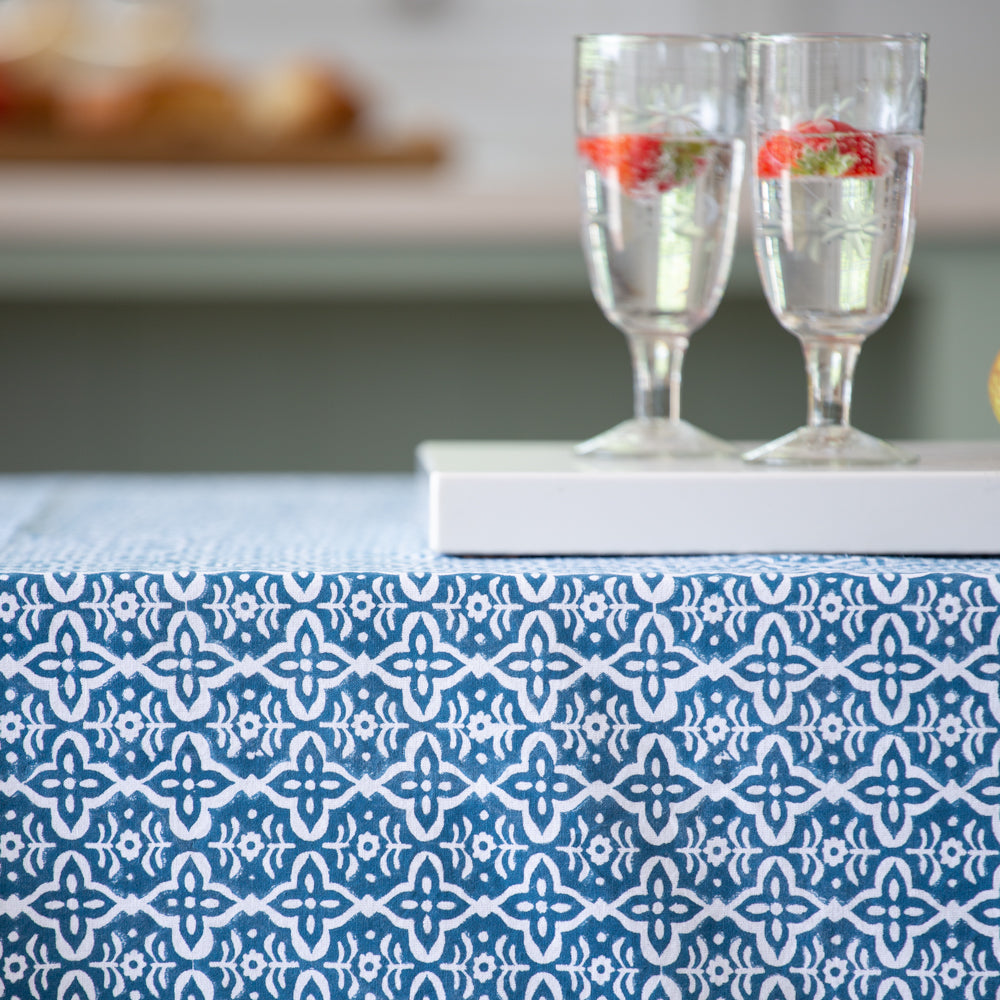 Sapphire hand Block Tablecloth