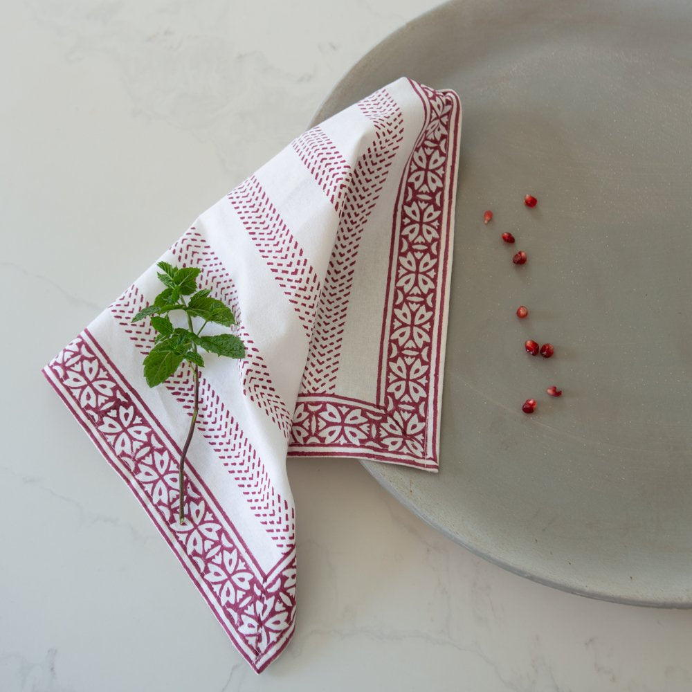 Raspberry Hand block Napkin