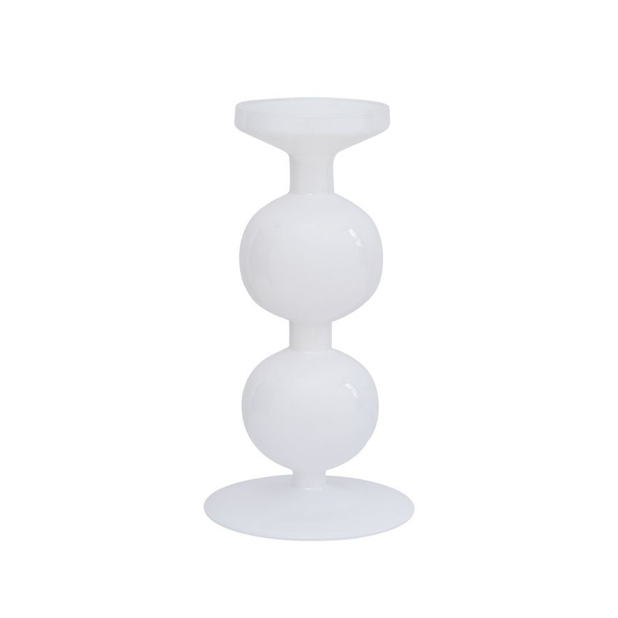 White Glass Bubble Candle Holder