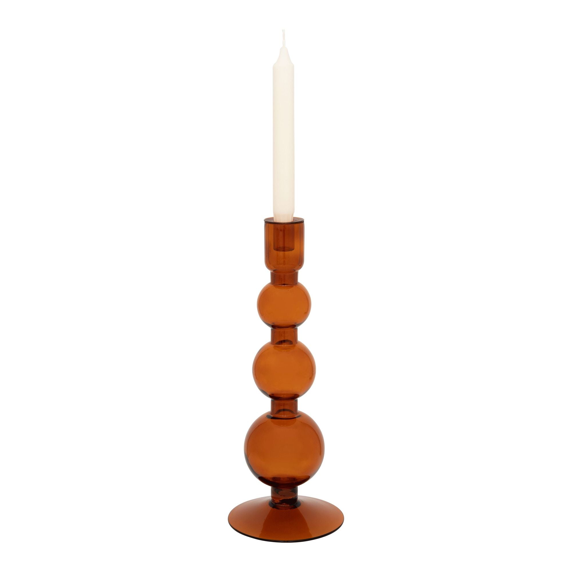 Tall Glass Bubble Candle Holder - Apricot